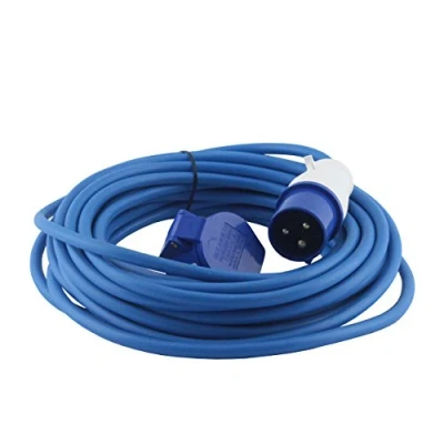 Image of Zexum 16A 230V Blue Arctic Male to Female Electric Mains Hook Up Extension Cable Lead 1 Meter
