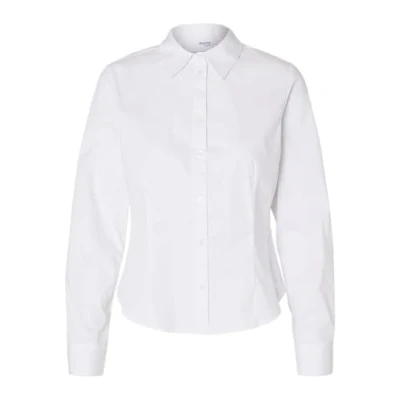 Image of SELECTED FEMME Women&#039;s Slfamira Ls Fitted Shirt Noos Blouse, Bright White, 8