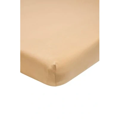 Image of Meyco Home Basic Jersey Plain Fitted Sheet for Double Bed (Flat with Soft Quality, 100% Cotton, thanks to All Round Elastic, Dimensions: 180 x 200 cm), Warm Sand