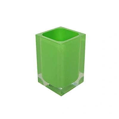Image of Gedy Auckland Acid Green Bath, Measures and Weight: 11 x 7 cm 0.25 kg, Transparent Resin Toothbrush Holder, R&amp;D Design, Handmade, 2 Year Warranty, Unique