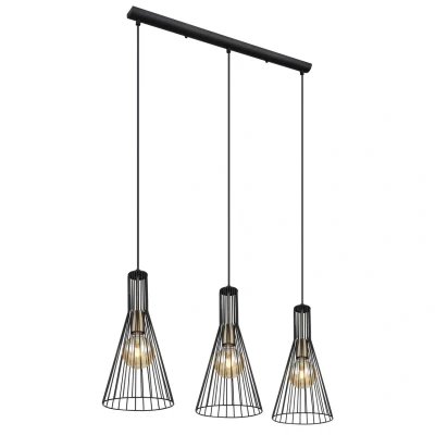 Image of Milli Bar Pendant Ceiling Light Black 3x E27