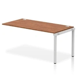 Image of Impulse Bench Single Row Ext Kit 1600 Silver Frame Desk Walnut