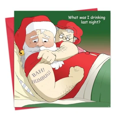 Image of Twizler Merry Christmas Card with Tattoo Regret Happy Xmas Funny Womens Mens Male For Him