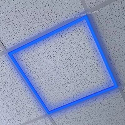 Image of Long Life Lamp Company 40w Edge Lit LED Panel 600 x Recessed Ceiling Light Blue, Suspended Border Frame