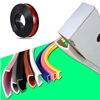 Image of Furniture Banding U Shaped TPE Edge Guard Strips, Wooden Board Edging Strips for Cabinet Wardrobe Table Worktop Wood and Cut Outs, Tape, (5mx20mm,Black)