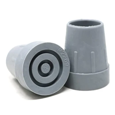 Image of fiXte Heavy Duty Rubber Walking Frame Stick Cane Crutch Ferrule Tips with Metal Washer Installed to fit 25mm Poles (1&quot;) Grey (2)