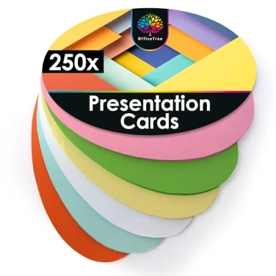 Image of OfficeTree 250 x Flash Cards Oval 19 11 cm 6 Colours 150gsm Moderation Indispensable for Presentation and Revision Index Record