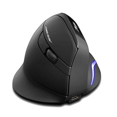 Image of Zelotes Vertical Ergonomic Wireless Mouse,Optical USB Rechargeable Mouse, 2400DPI,6 Buttons Mice for Laptop, PC, (Black)