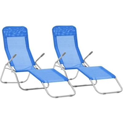 Image of vidaXL Folding Sun Loungers 2 pcs Textilene Blue