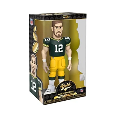 Image of Funko Gold 12&quot; NFL: Packers Aaron Rodgers 1/6 Odds for Rare Chase Variant Collectable Vinyl Action Figure Birthday Gift Idea Official Merchandise Ideal Toy Sports Fans and Display