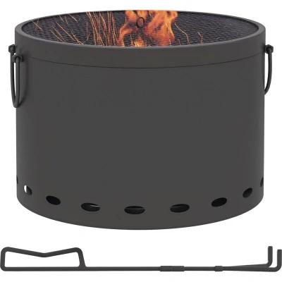 Image of Outsunny 38cm Smokeless Wood Burning Firepit Metal Fire Pit Dark Grey 842 325V00CG