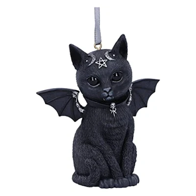 Image of Nemesis Now Cult Cuties Malpuss Hanging Ornament 9.2cm, Resin, Black, Winged Occult Cat Ornament, Bat Cat, Cast in the Finest Carefully Hand Painted