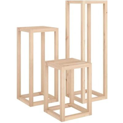 Image of vidaXL 3 Piece Plant Stand Set Solid Wood Pine