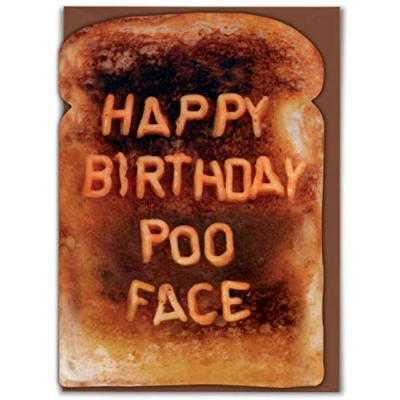Image of Funny Birthday Card Cheeky Humorous Joke &#039;Poo Face&#039; by Brainbox Candy