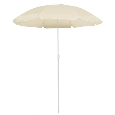 Image of vidaXL Outdoor Parasol with Tilt Function, UV Protective Fabric, Sand Colour, Steel Pole, 180 cm Arc, Adjustable Height