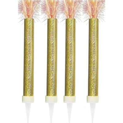 Image of Ice Fountain Candles for Cakes, Cake Sparklers, Toppers, Ideal Christmas Decoration, Birthday Party, Decorations, and Other Special Occasions (4Pcs Gold Fountain)