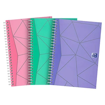 Image of Oxford My Notes A5 Notebook, Card cover Wirebound, Lined, 200 pages, Assorted Geometric (Pack of 3)