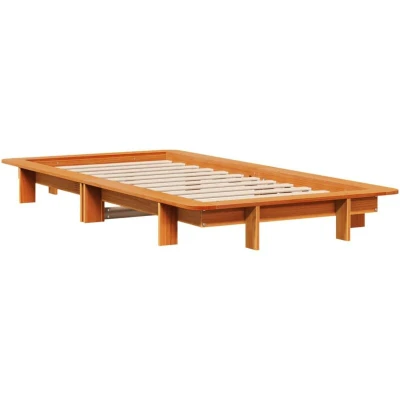 Image of vidaXL Bed Frame without Mattress Wax Brown 75x190 cm Small Single Solid Wood Pine