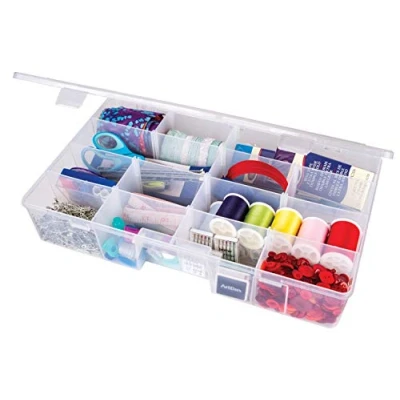 Image of ArtBin XL Solutions Box with Dividers, Art &amp; Craft Organizer, [1] Plastic Storage Case, Clear, Polypropelene, 0, 15.25&quot; x 8.88&quot;