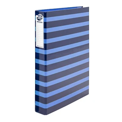 Image of Pukka Pad A4 Ringbinder Box of 10 Paperboard Files with D Ring Mechanism Inner Index and Note Organizer Navy/Blue Stripes
