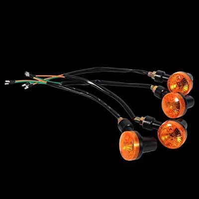 Image of Keenso 4 Pcs Turn Signal Indicator lights Motorcycle/Motorbike Blinker Amber Light Bulb, 12V Round Universal Indicators for most Moto motorcycle