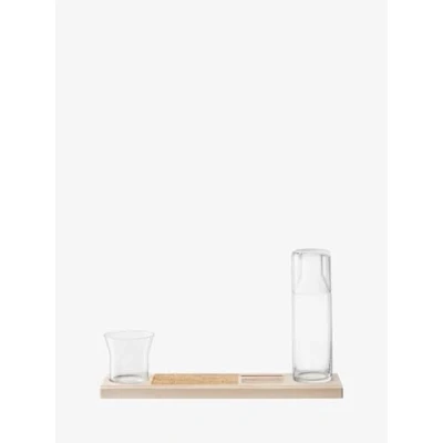 Image of LSA International Plateau Duo Set L45cm Clear/Ash/Cork 1 Unit Mouthblown &amp; Handmade Glass Hand Planed Wood PU04