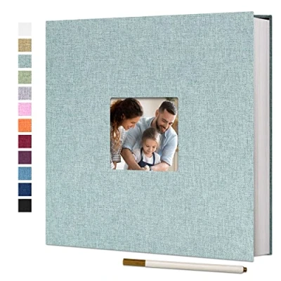 Image of Vienrose Large Photo Album Self Adhesive for 4x6 8x10 10x12 Pictures Scrapbook DIY 60 Blank Pages with A Metallic Pen