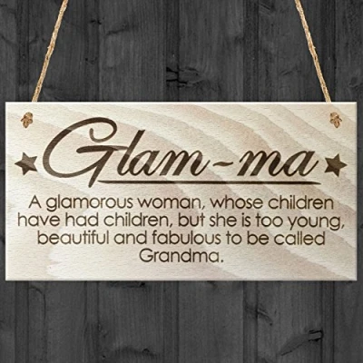 Image of Red Ocean Glam Ma Fabulous Grandma Love Gift Wooden Hanging Plaque Sign