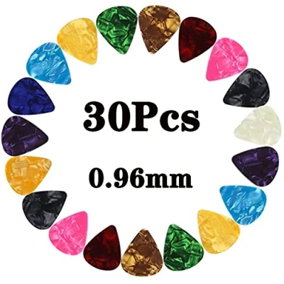 Image of BOBOZHONG Guitar Picks,30PCS Plectrums Celluloid Pick, Premium Picks for Acoustic Electric Guitars Bass or Ukulele（0.96MM）