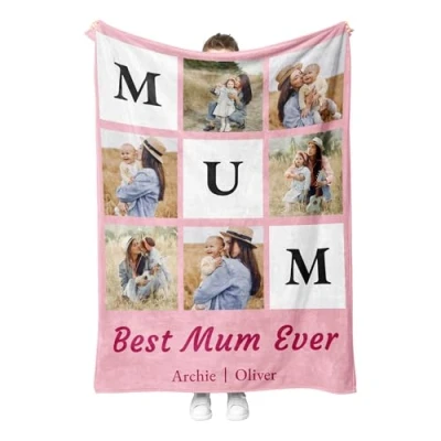 Image of Personalised Blanket for Adults, Customised with Photos, Custom Blanket, Photo Blankets, Gifts Women, Mothers Day