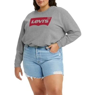 Image of Levi&#039;s Women&#039;s Plus Size Graphic Standard Crew Sweatshirt, Logo Starstruck Heather Grey, XL