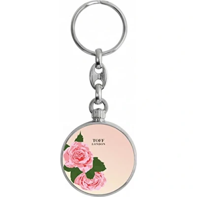 Image of Toff London Pink Rose Flower Keyring