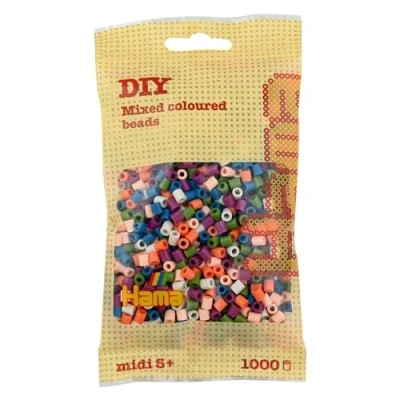 Image of Hama Beads Bag Approx. 1000 Midi Fuse Mosaic Decoration Arts &amp; Craft for Creative Children Ages 5+ Mix 58