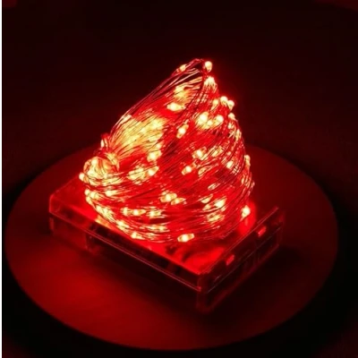 Image of Volunx Battery LED String 1/3/5/10m Fairy Lights Decorative Powered Wedding Christmas Red (10m/32.82ft 100LED)