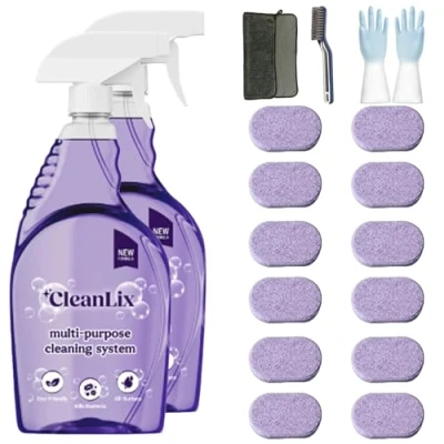 Image of Cleanlix Cleaning Spray, Cleaner for Instant Stain Removal, All Purpose Spray with Tablets, The in One Solution Every (Lavender*12,2 Bottle)
