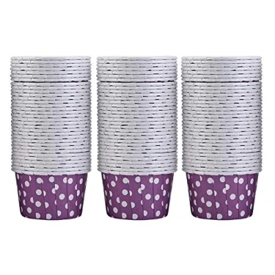 Image of Purple Deep Cupcake Cases，Medium Liners Paper Round Cake Baking Cups Muffin Cases Home Party Wedding 100PCS (Purple Dot)