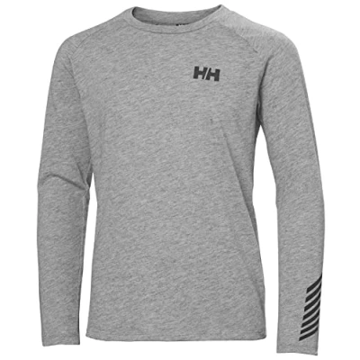 Image of Helly Hansen Unisex Kids Jr Loen Tech Ls Top Shirt, Grey Melange, 14 Years UK