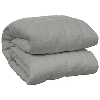 Image of vidaXL Weighted Blanket Bedroom Bedding Calming Cotton Quilt for Anxiety Stress Relief Grey 220x260 cm 15 kg Fabric