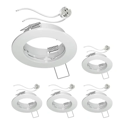 Image of ledscom.de 5 pcs. recessed Ceiling Frame Fere, Round, White Glossy (LED/halogen/MR16/50mm) incl. GU5.3 Socket