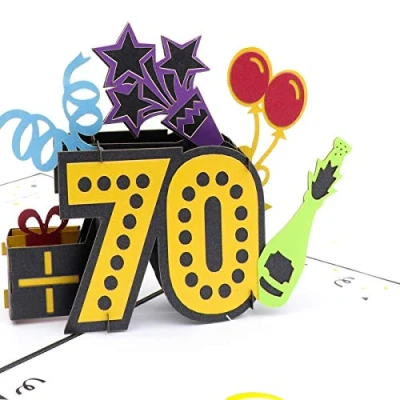 Image of Cardology 70th Birthday Pop Up Card 3D For Men or Women Handmade