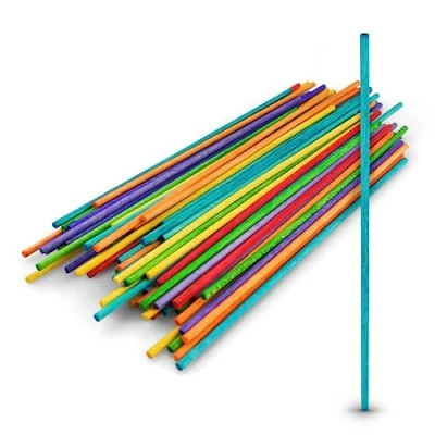 Image of Netuno 100 Multicoloured Round Wooden Craft Sticks 15cm 5.9 inches Wood Popsicle Lolly Lollipop Coloured Colorful ice Cream for Decoration Crafting DIY Home