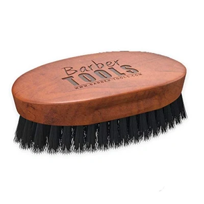 Image of BARBER TOOLS beard and mustache brush. Made with beech wood 100% wild boar bristle. It is ideal for the use of oil, balm, wax all care.