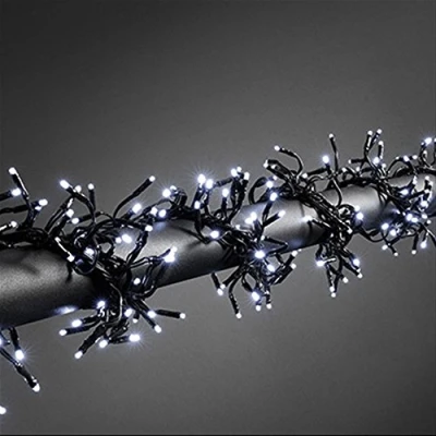 Image of Best Artificial 15m Bright White Connectable Cluster LED Outdoor Waterproof String Lights Mains UK Plug 8 Multi Function Xmas Garden Christmas Party Fairy