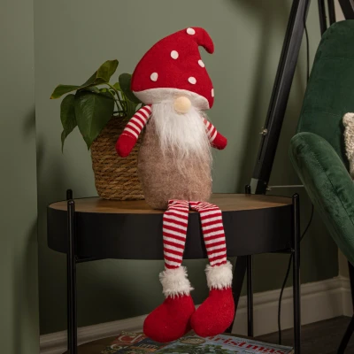 Image of 53cm Red and White Sitting Gonk with Mushroom Hat Dangly Legs