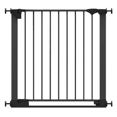 Image of Safetots SafeStep Gate, Black, 82cm 89cm, Extra Low Walkthough, 67cm Wide Doorway, One Piece Gate for Stairs, Hallways and Doors, Baby Toddler, Easy Installation