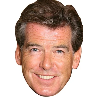 Image of FoxyPrinting Pierce Brosnan Bond Actor Celebrity Cardboard Party Face Mask Fancy Dress