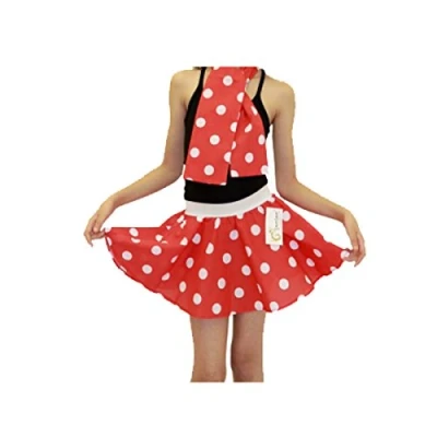 Image of Girls Kids 1950&#039;s Rock &#039;n&#039; Roll Polka Dot Tutu Skirt School Dance Wear Fancy Dress (Red White)