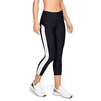 Image of Under Armour UNDKU Women UA HG Ankle Crop Branded Capri Black/Black/Metallic Silver (001), MD