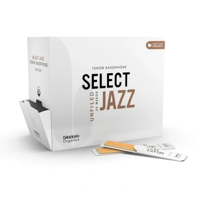Image of D&#039;Addario Organic Select Jazz Unfiled Tenor Saxophone Reeds, Strength 2 Hard, 25 Pack