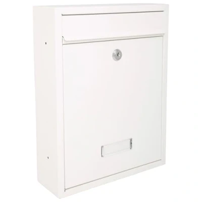 Image of Burg Wachter MB19 Trent Wall Mounted Galvanised Steel Lockable Weatherproof Post Box, White, 26x34x9cm